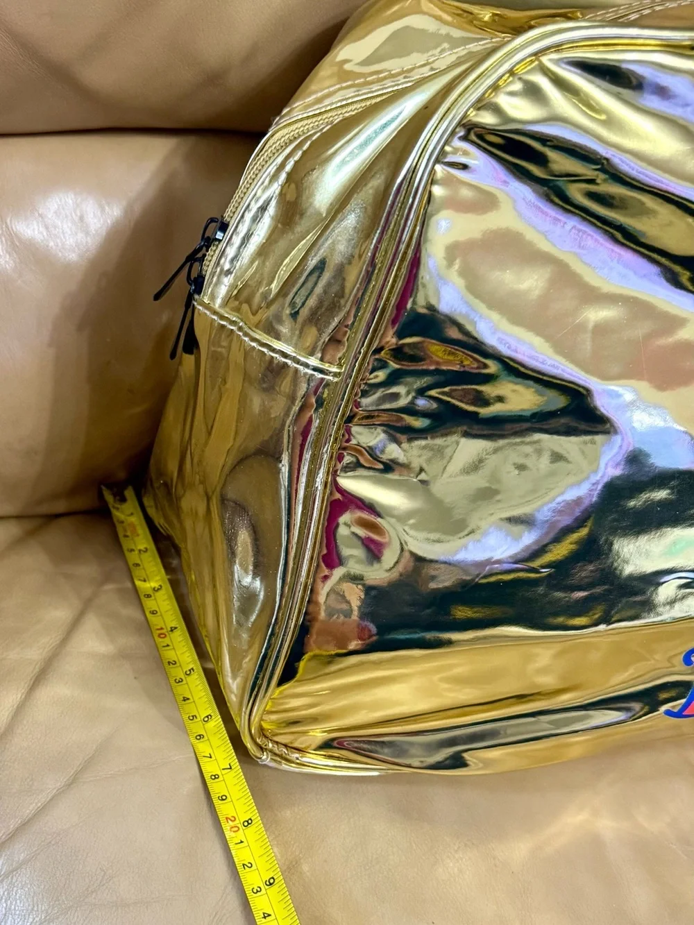 Metallic Gold Graphic Tote Bag with Double Handles